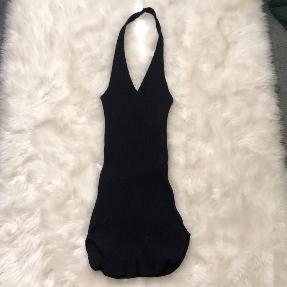 Halter bodycon ribbed dress